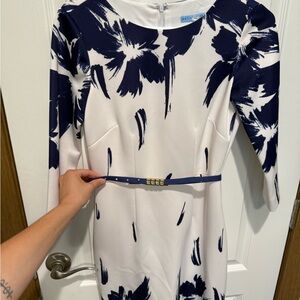Antonio Melani Elegant Navy and White Floral Dress